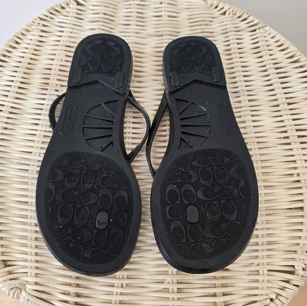 Coach Lyra Black And Gray Monogram Jelly Flip Flops Womens 5 EUC - Picture 4 of 4